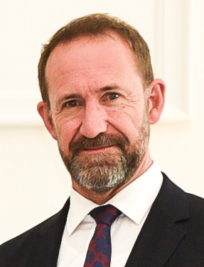 NZ Justice Minister Andrew Little, a bearded man in a dark suit and patterned tie, in a head-and-shoulders portrait.