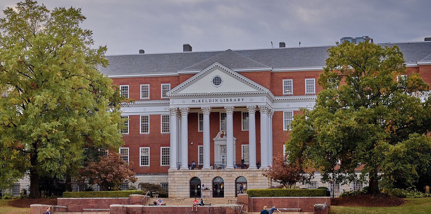 McKeldin Library on the McKeldin Mall at the University of Maryland, College Park.