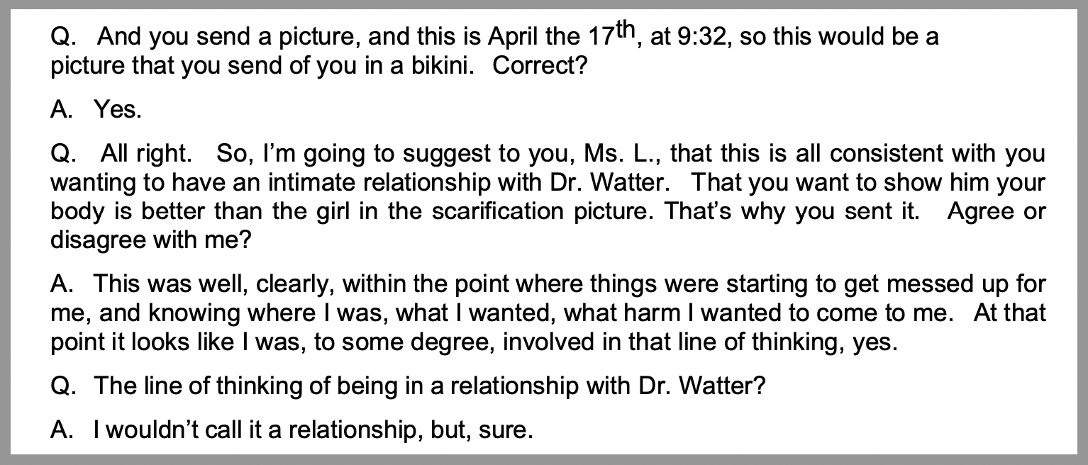 Excerpt of S.L.’s trial answers as cited in Justice Amanda J. Camara’s December 2022 judgment.