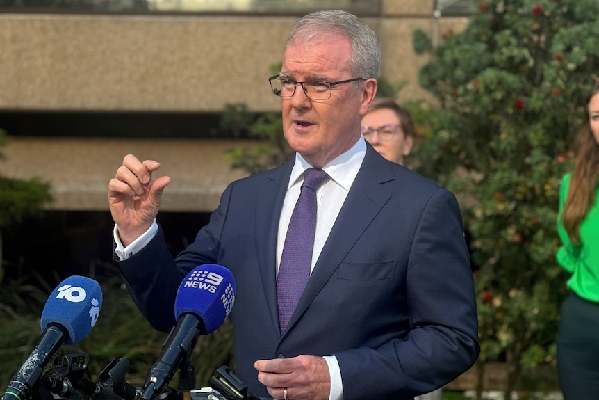 NSW Attorney-General Michael Daley talks to the media.