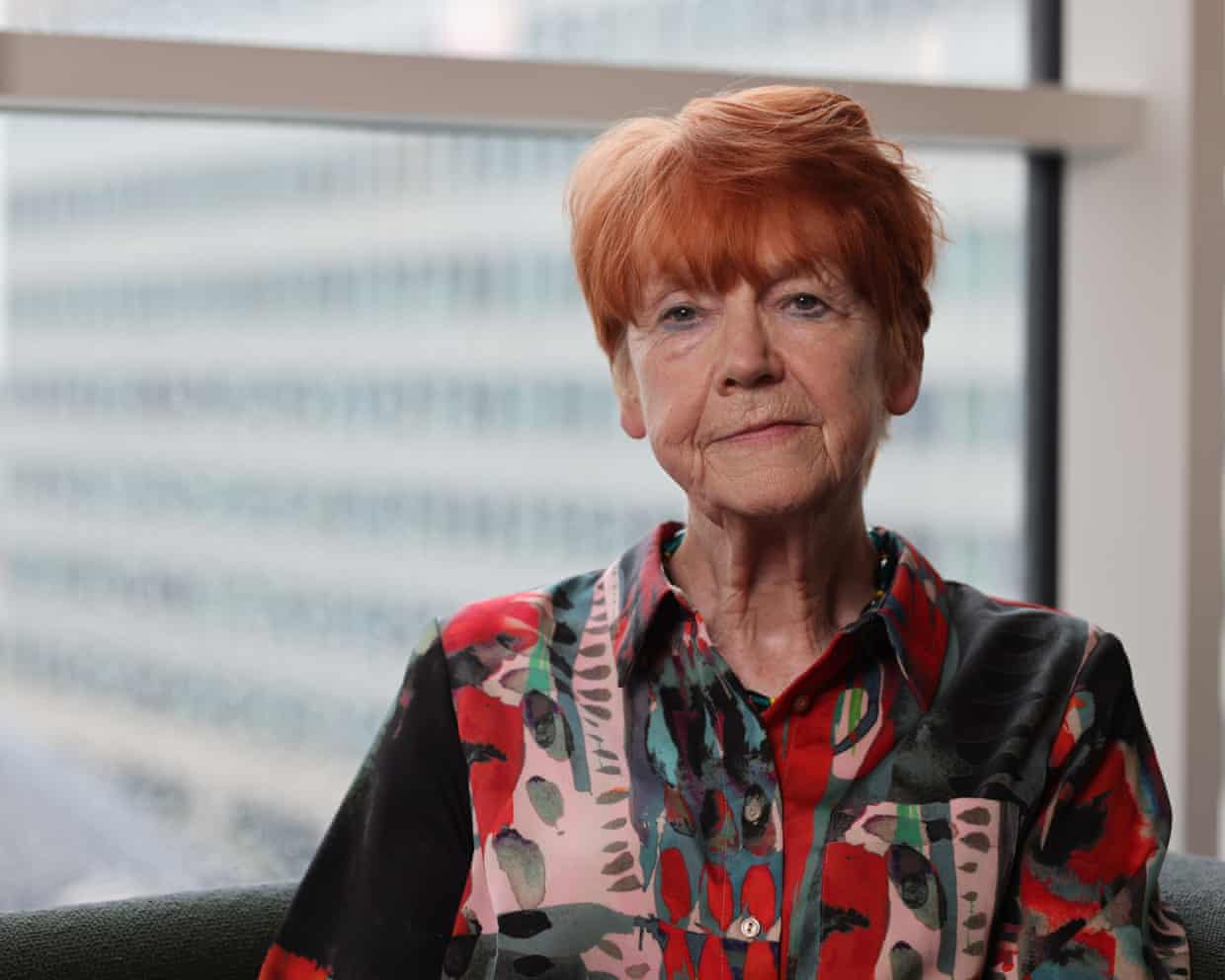 Vera Baird, interim chair of the Criminal Cases Review Commission, seated in front of a window in a patterned shirt.
